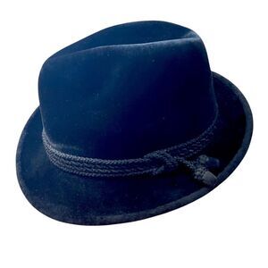 Vintage Anton Peschel “Tyrol” Black Velvet Fedora Hat West Germany